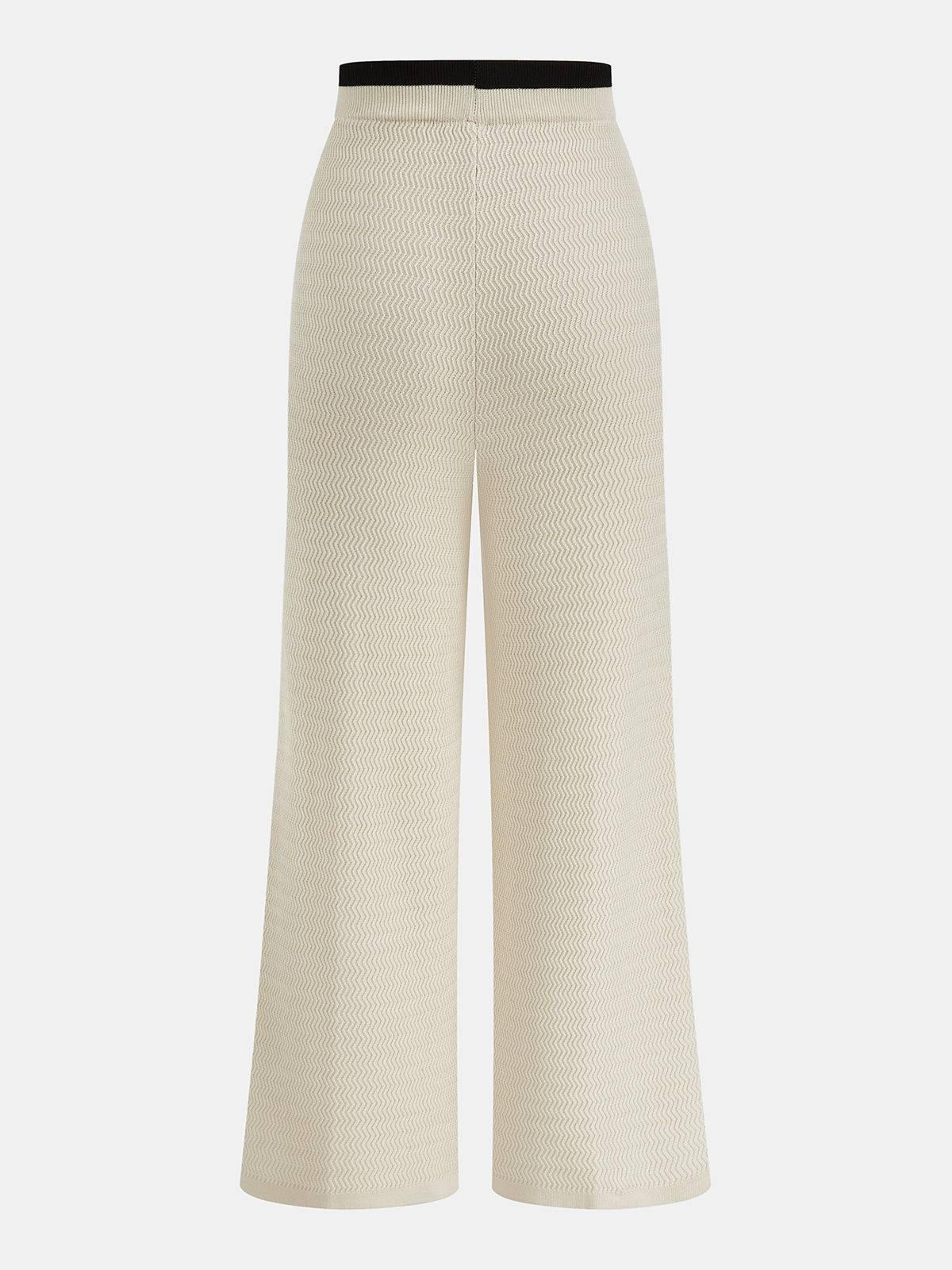 Emeline cream wide-leg knit trousers, back