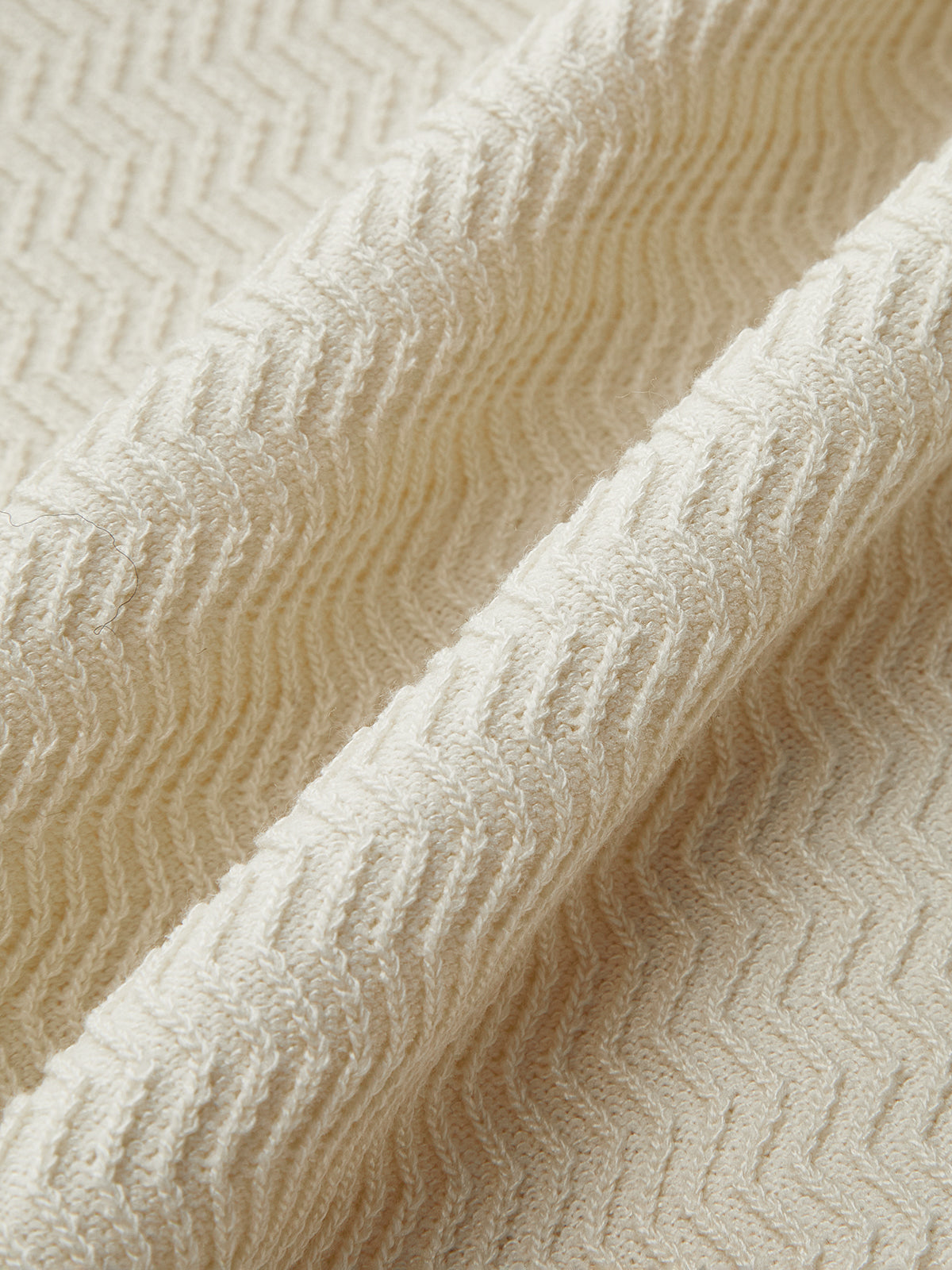 Emeline cream knit two-piece set, close-up of the chevron texture