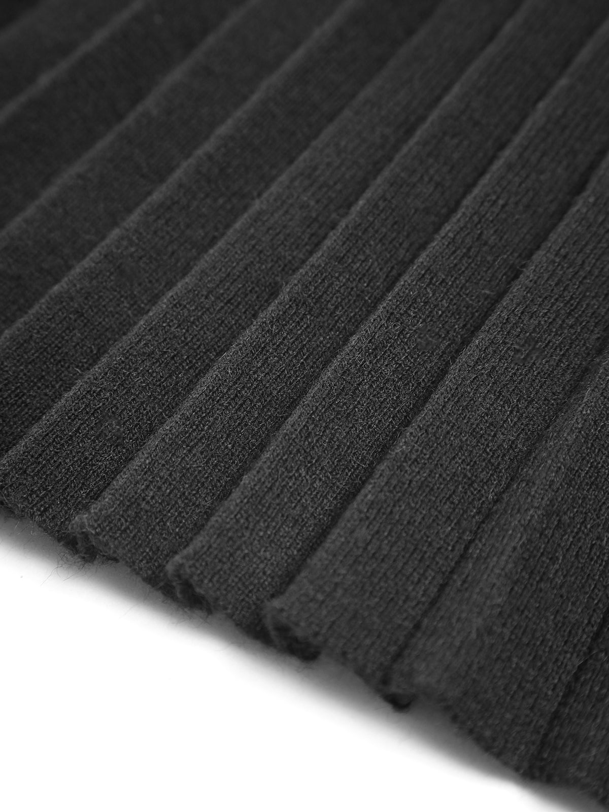 Eulalie black ribbed knit set, close-up of the ribbed knit texture