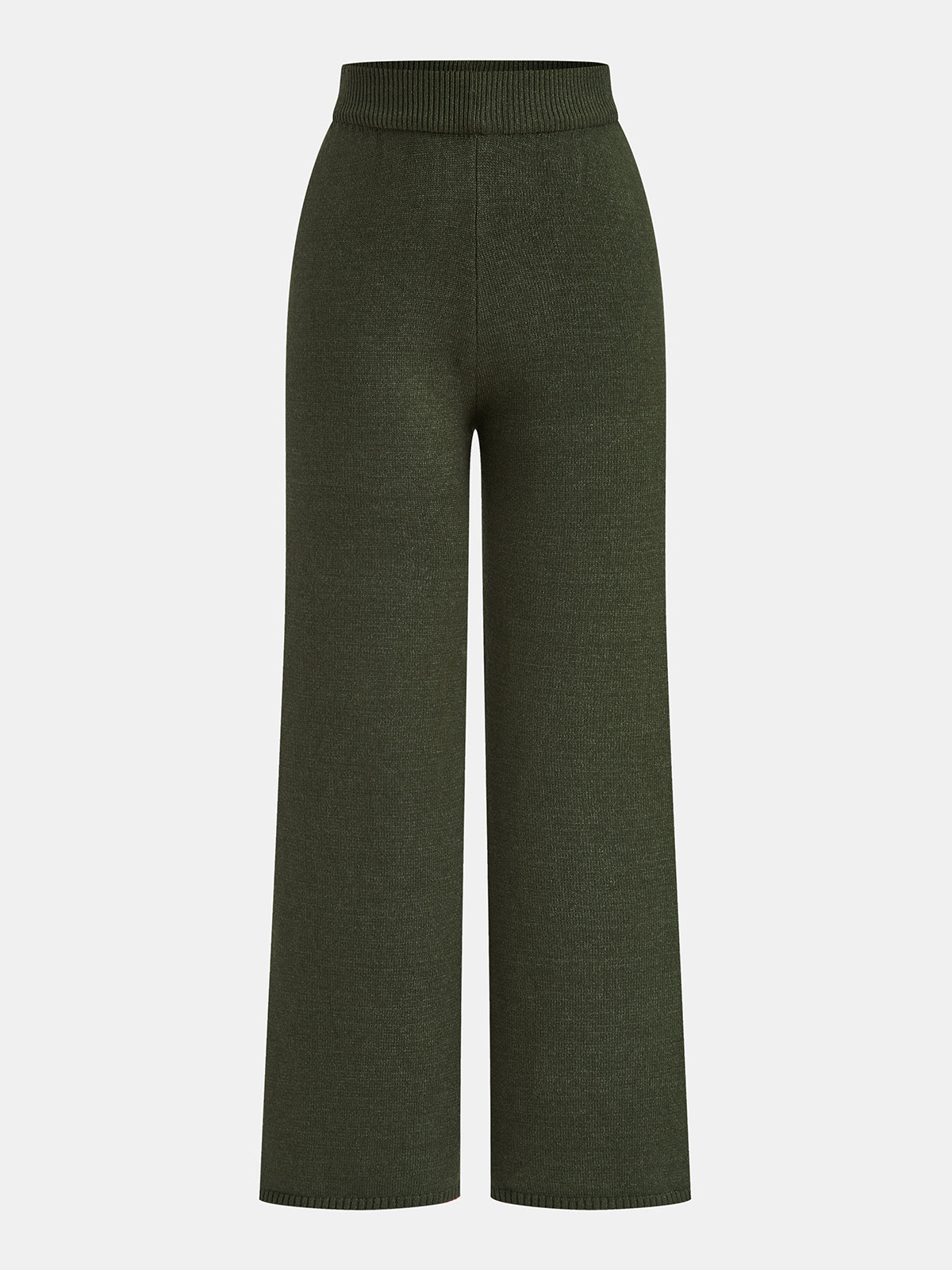 Garance olive wide-leg knit trousers, front