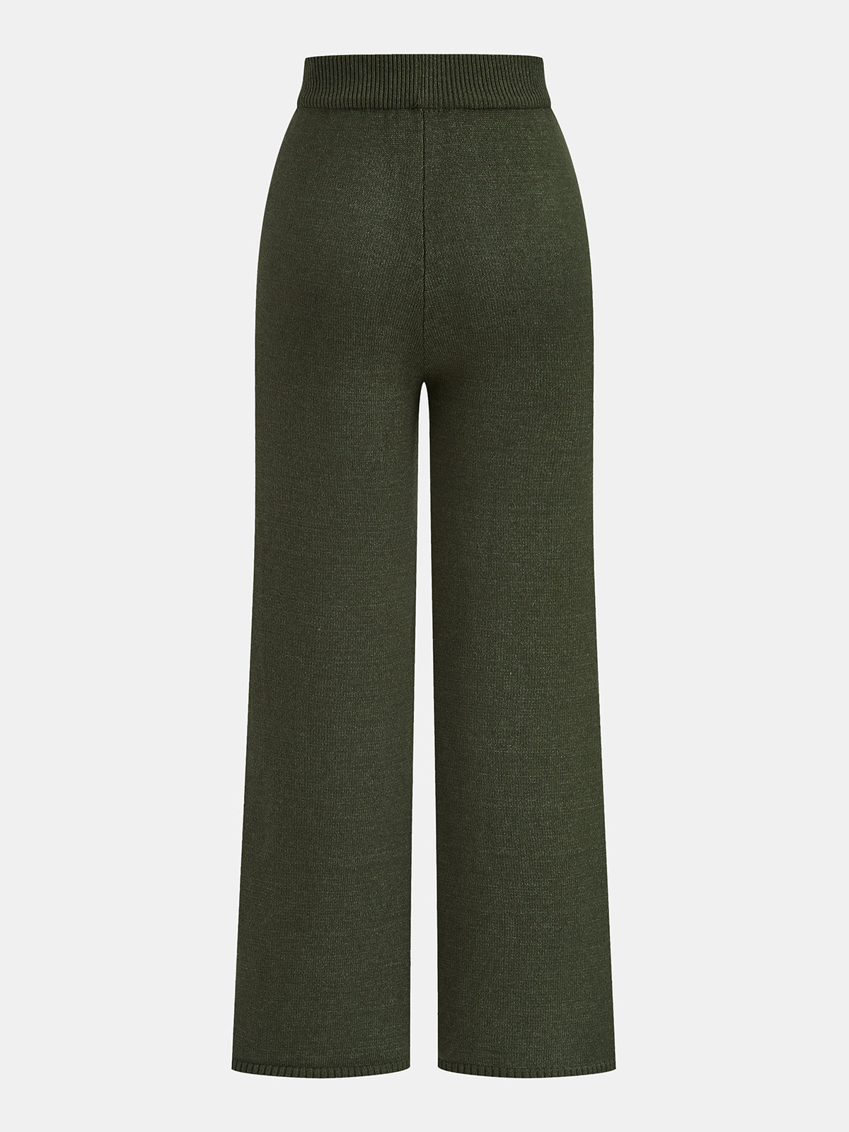 Garance olive wide-leg knit trousers, back