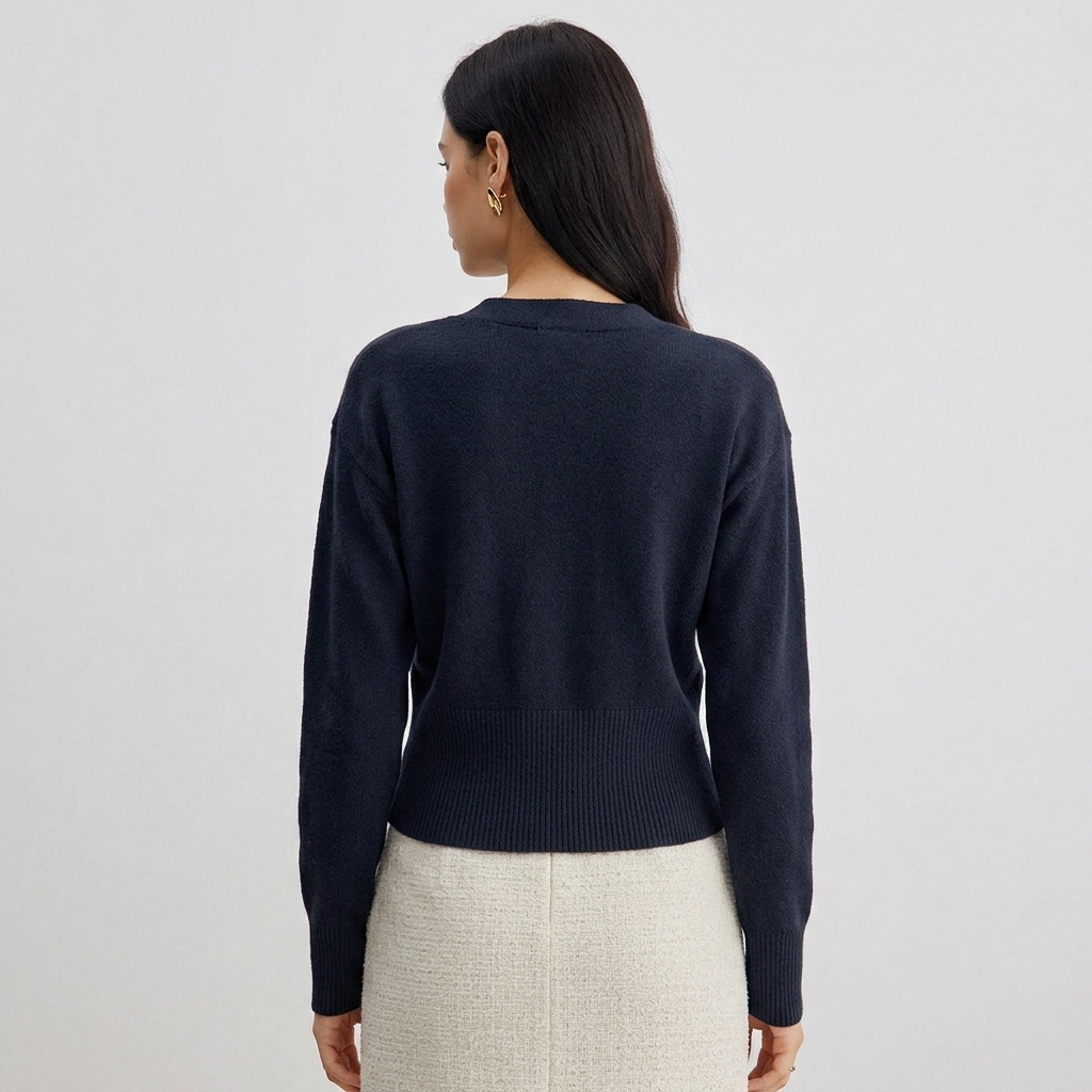 Ninon Gold-Button Cropped Cardigan
