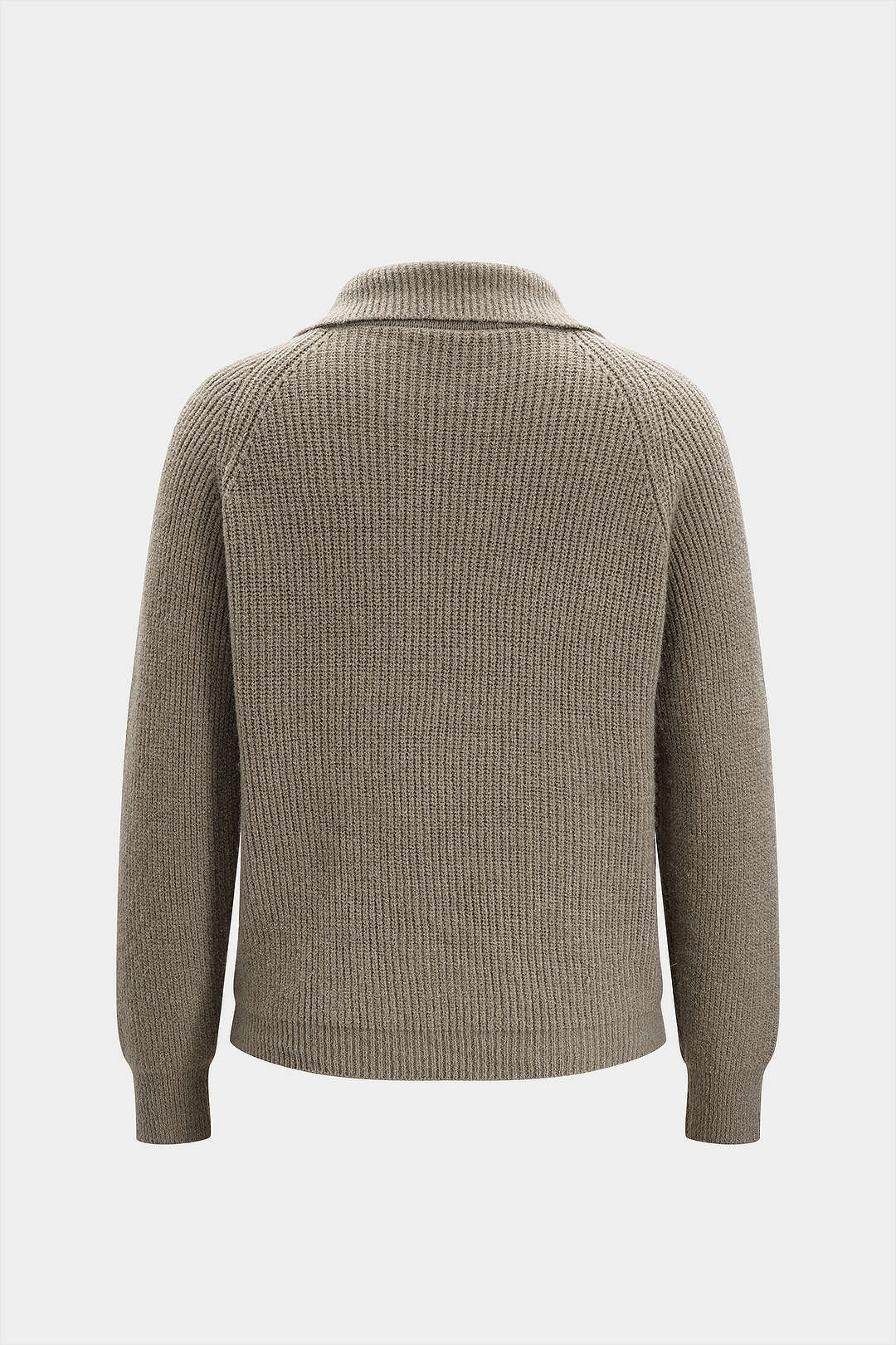 Iris taupe ribbed cardigan, back view