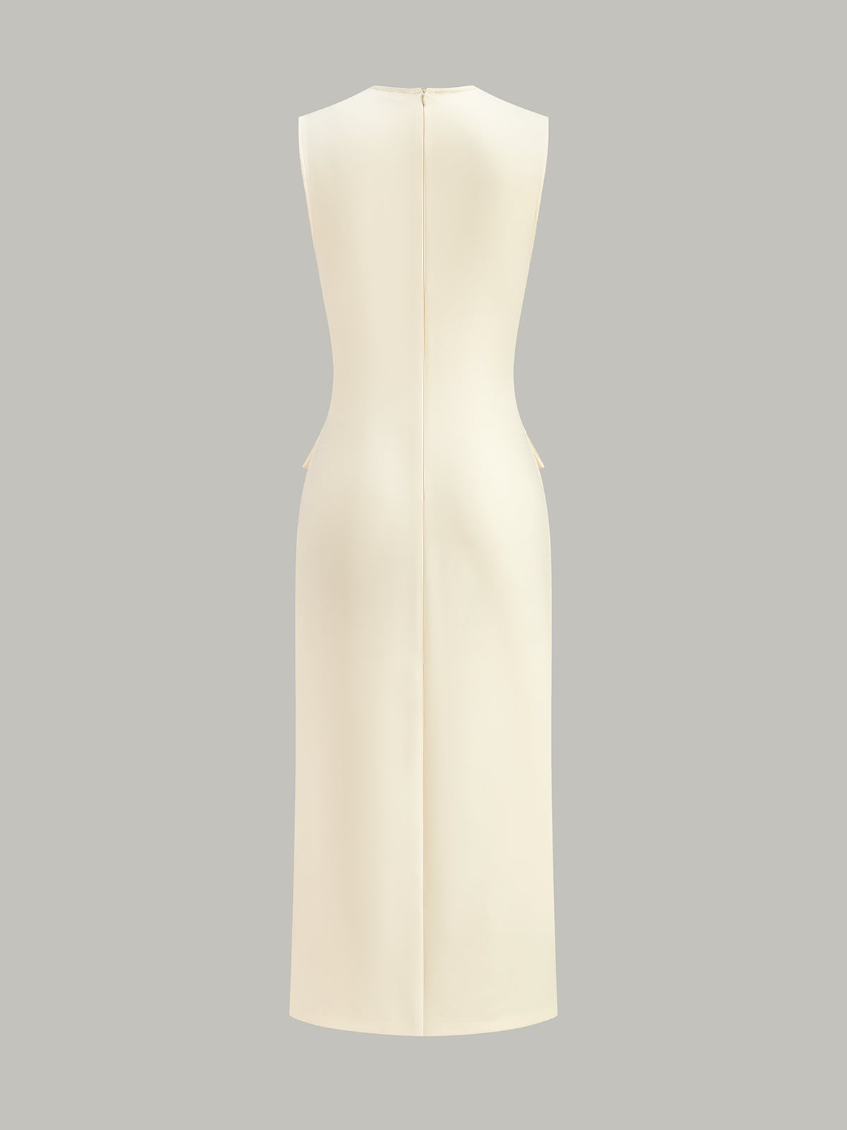 Josephine cream belted midi dress, full-length view