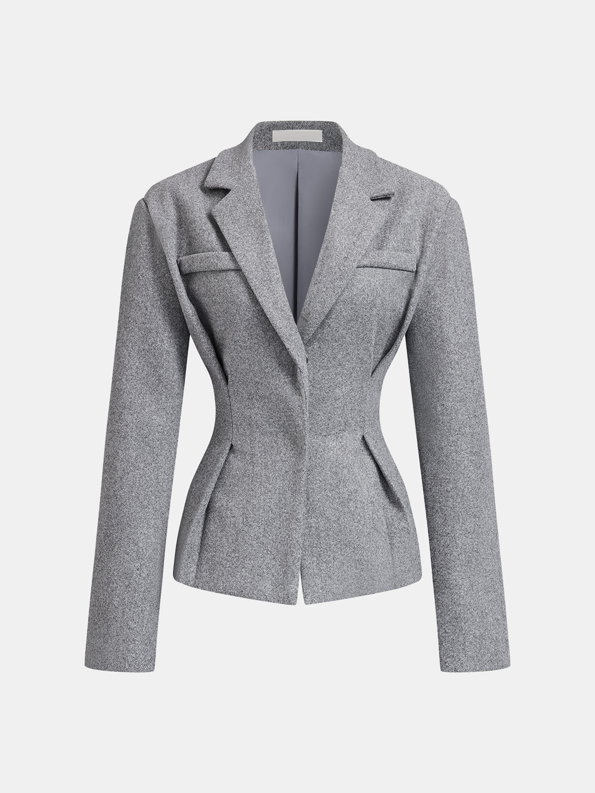 Justine gray tailored blazer, front view
