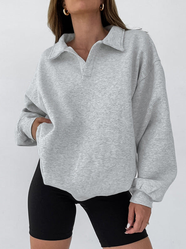 Muriel gray collared oversized sweatshirt, front view