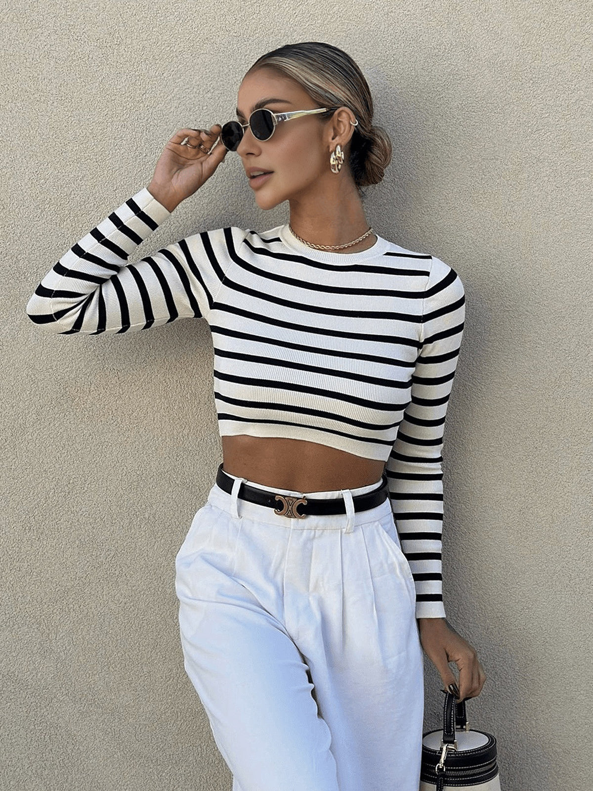 Perrine crop top ribbed knit texture detail