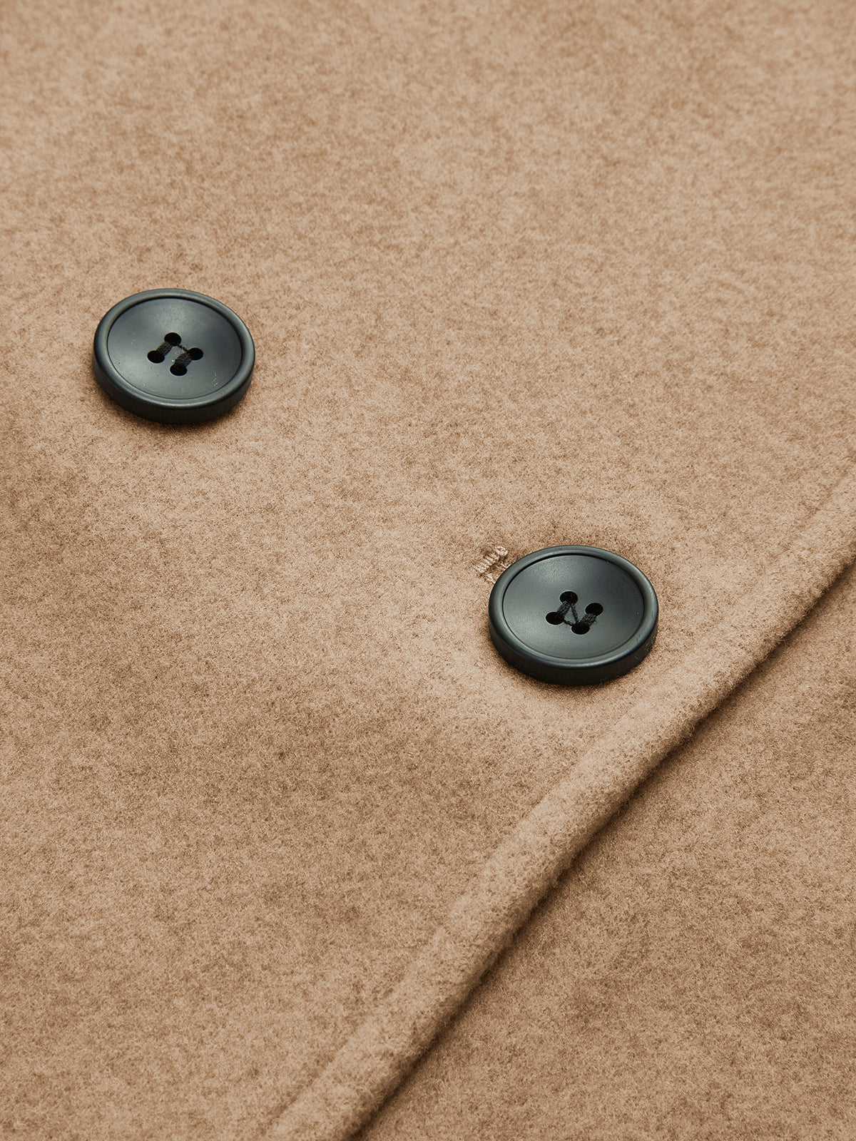 Raymonde Taupe stand collar jacket, close-up of the buttons and curved front edge