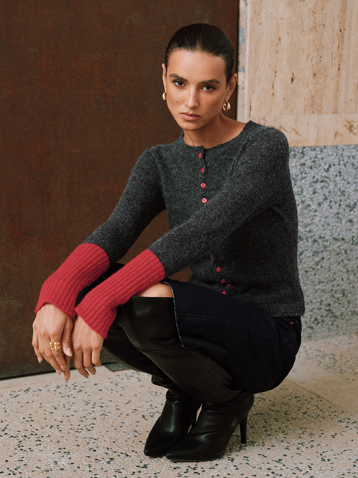 Sidonie hip-length cardigan, back view