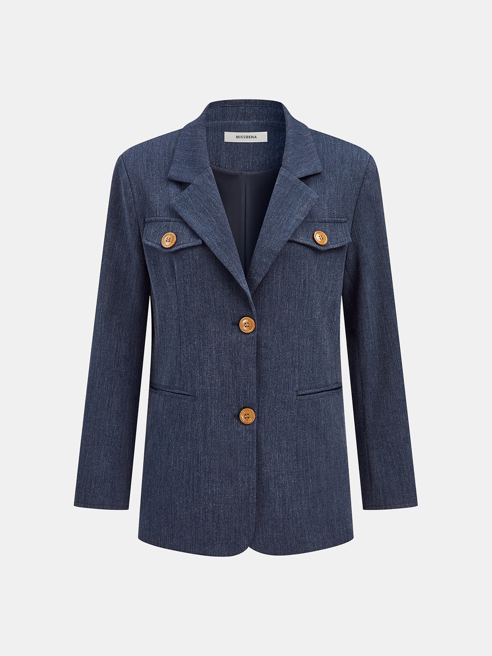 Theodora heathered navy soft-tailored blazer, front, laid flat