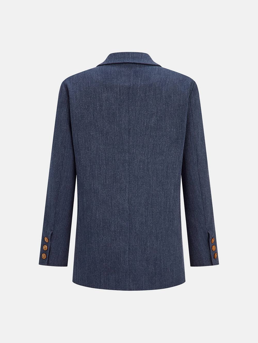 Theodora heathered navy soft-tailored blazer, back, laid flat