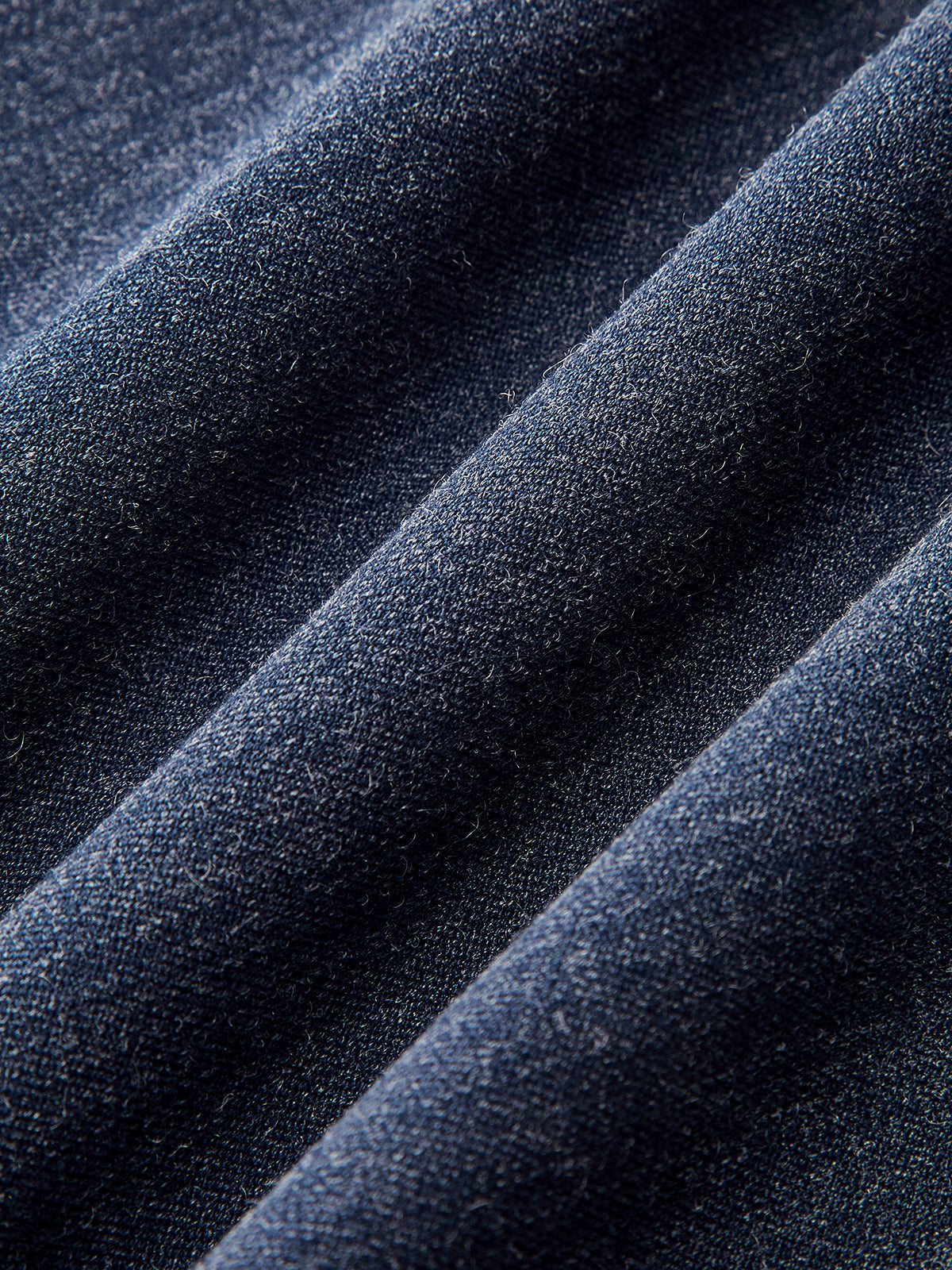 Theodora heathered navy set, close-up of the plain brushed twill weave
