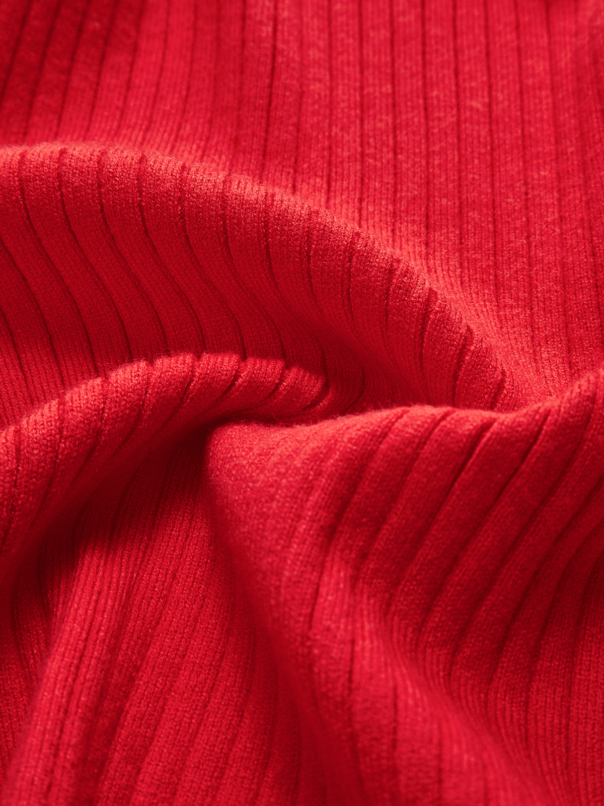 Close-up of the red viscose rib knit fabric