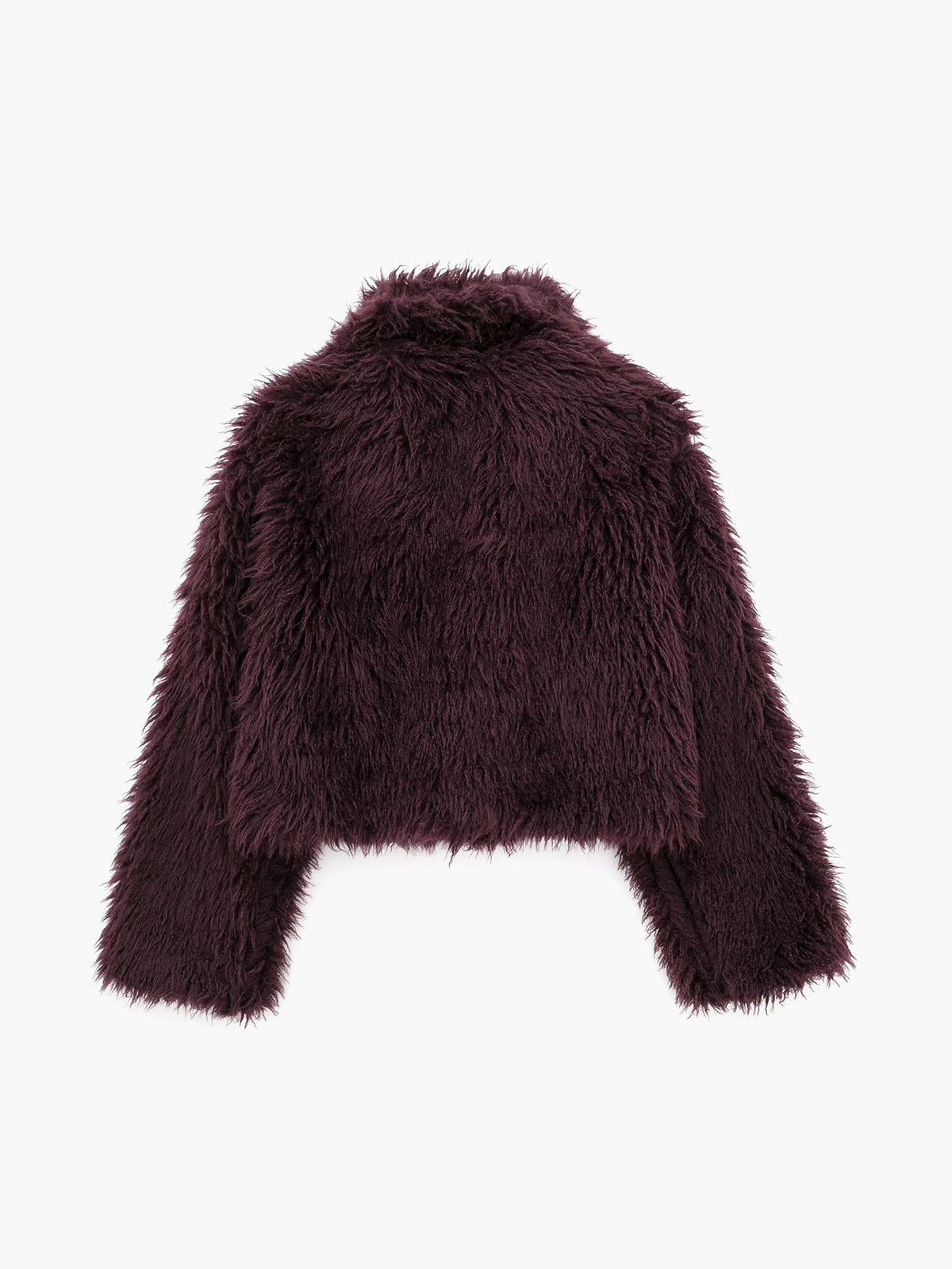 Wilhelmine Burgundy shaggy cropped jacket, back view