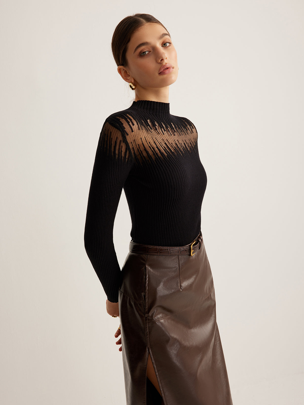Yvonne sweater mock neckline detail